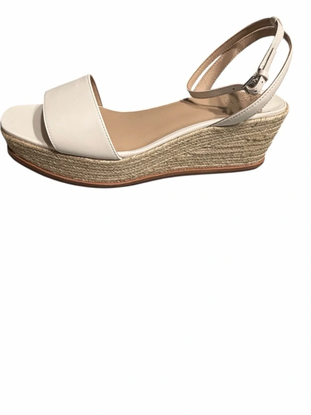 Ralph Lauren Cream Espadrille Ankle-Strap Wedge Sandals